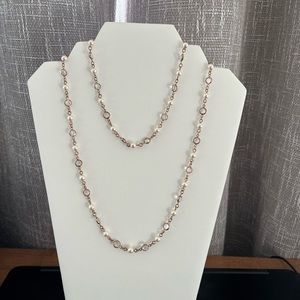 Touchstone Rose Gold Crystal and Pearl Necklace